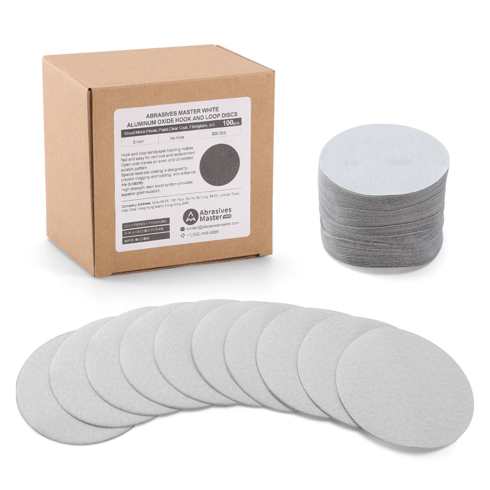 5" (125mm) White Dry Hook & Loop Sanding Discs - 100Pcs/Box