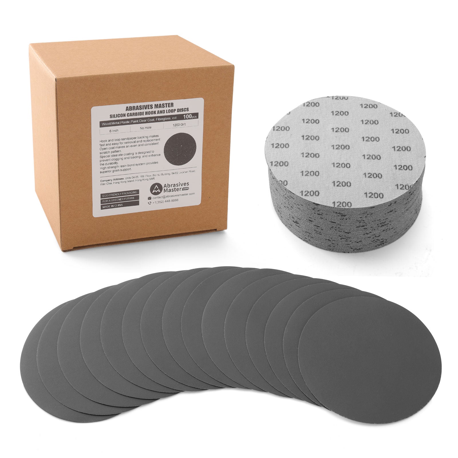 100pcs 6" (150mm) Silicon Carbide Wet/Dry Hook & Loop Sanding Discs (60-10000 Grit)