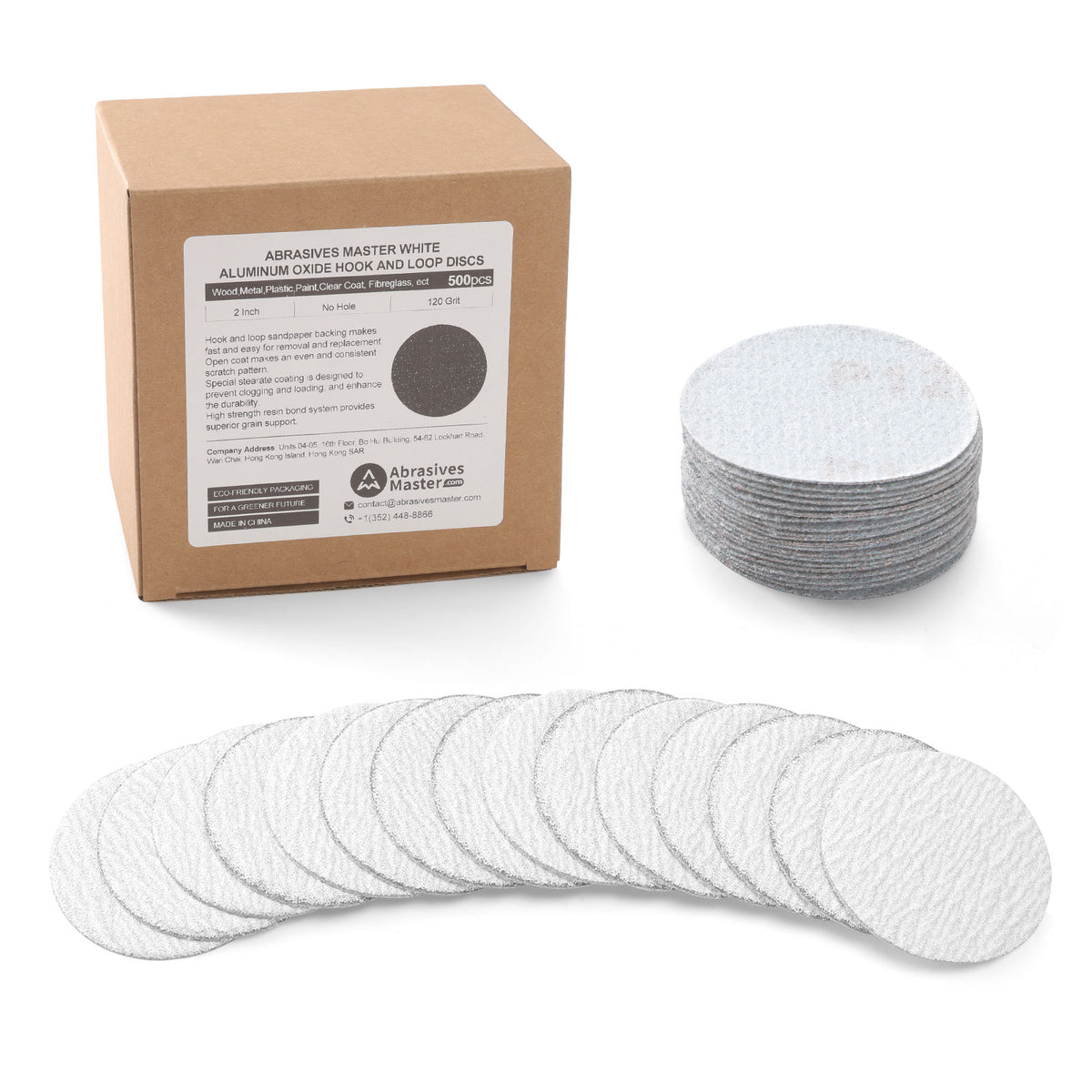 2" (50mm) White Dry Hook & Loop Sanding Discs - 500 Pcs/Box