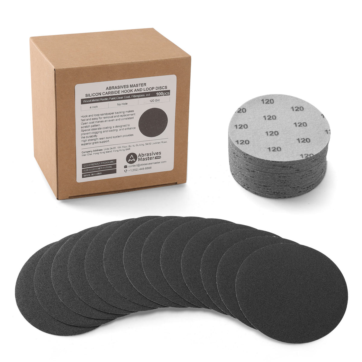 4" (100mm) Silicon Carbide Hook & Loop Sanding Discs - 100Pcs/Box