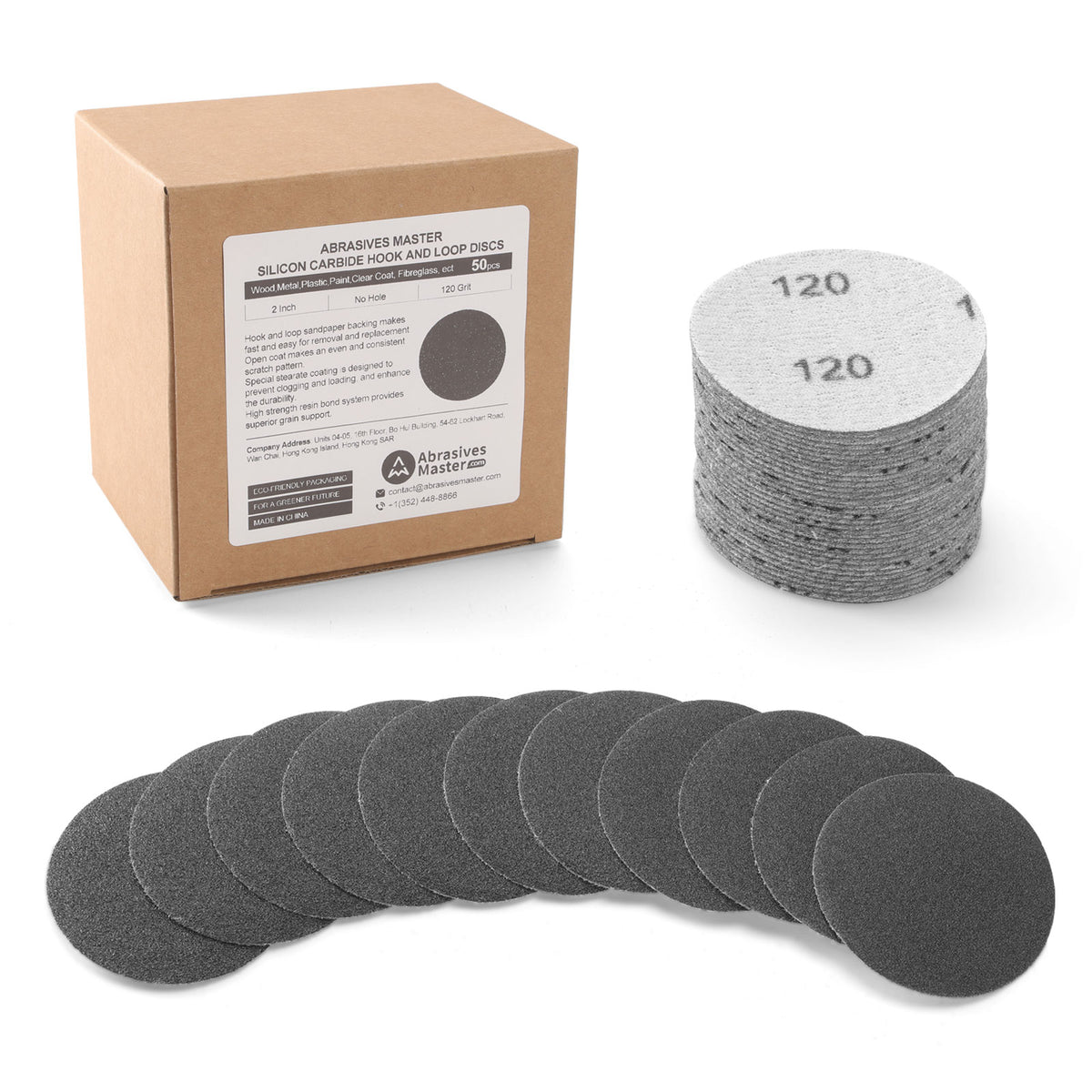 500pcs 2" (50mm) Silicon Carbide Wet/Dry Hook & Loop Sanding Discs (60-10000 Grit)