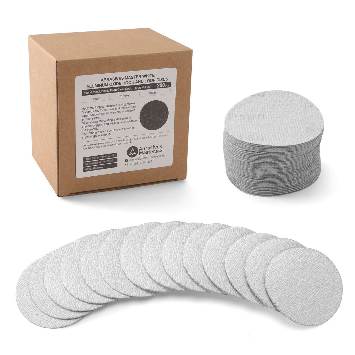 200pcs 3" (75mm) White Dry Hook & Loop Sanding Discs (60-1000 Grit)