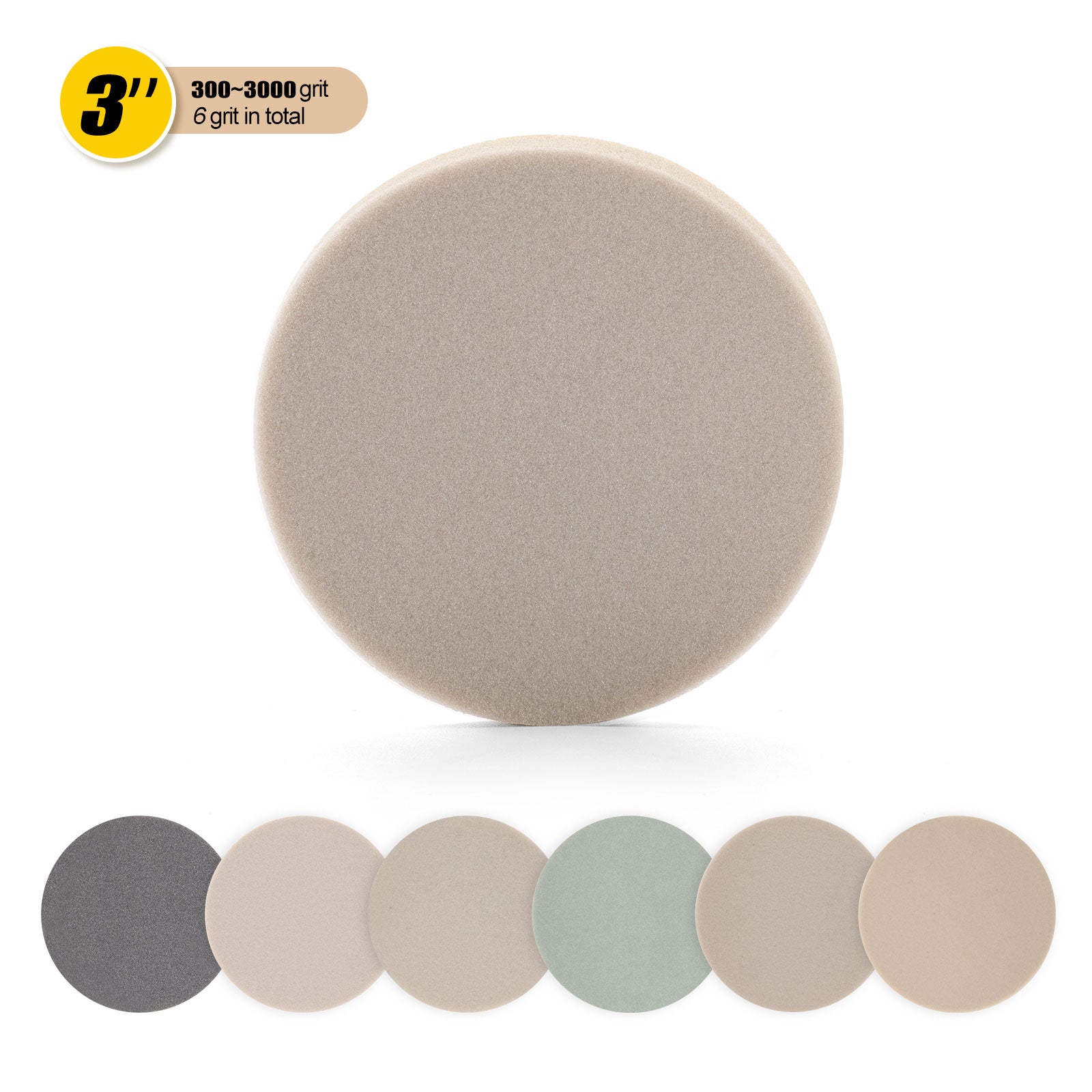 3 inch Sponge-Backed Hook & Loop Sanding Discs