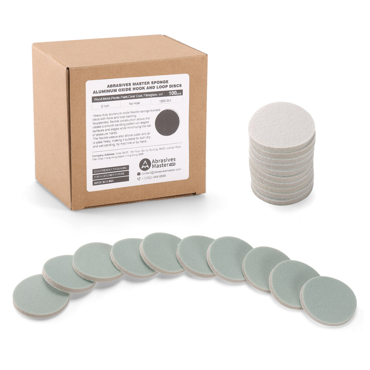 2" (50mm) Sponge-Backed Hook & Loop Sanding Discs - 100Pcs/Box