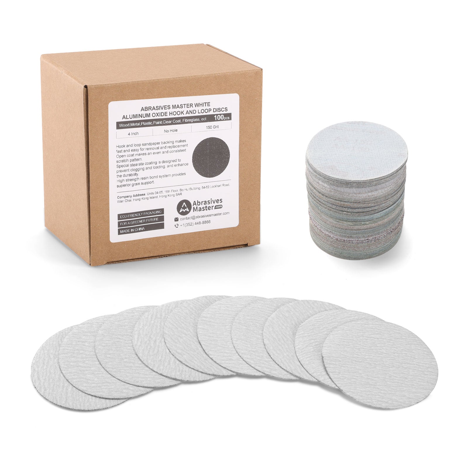 4" (100mm) White Hook & Loop Sanding Discs - 100Pcs/Box