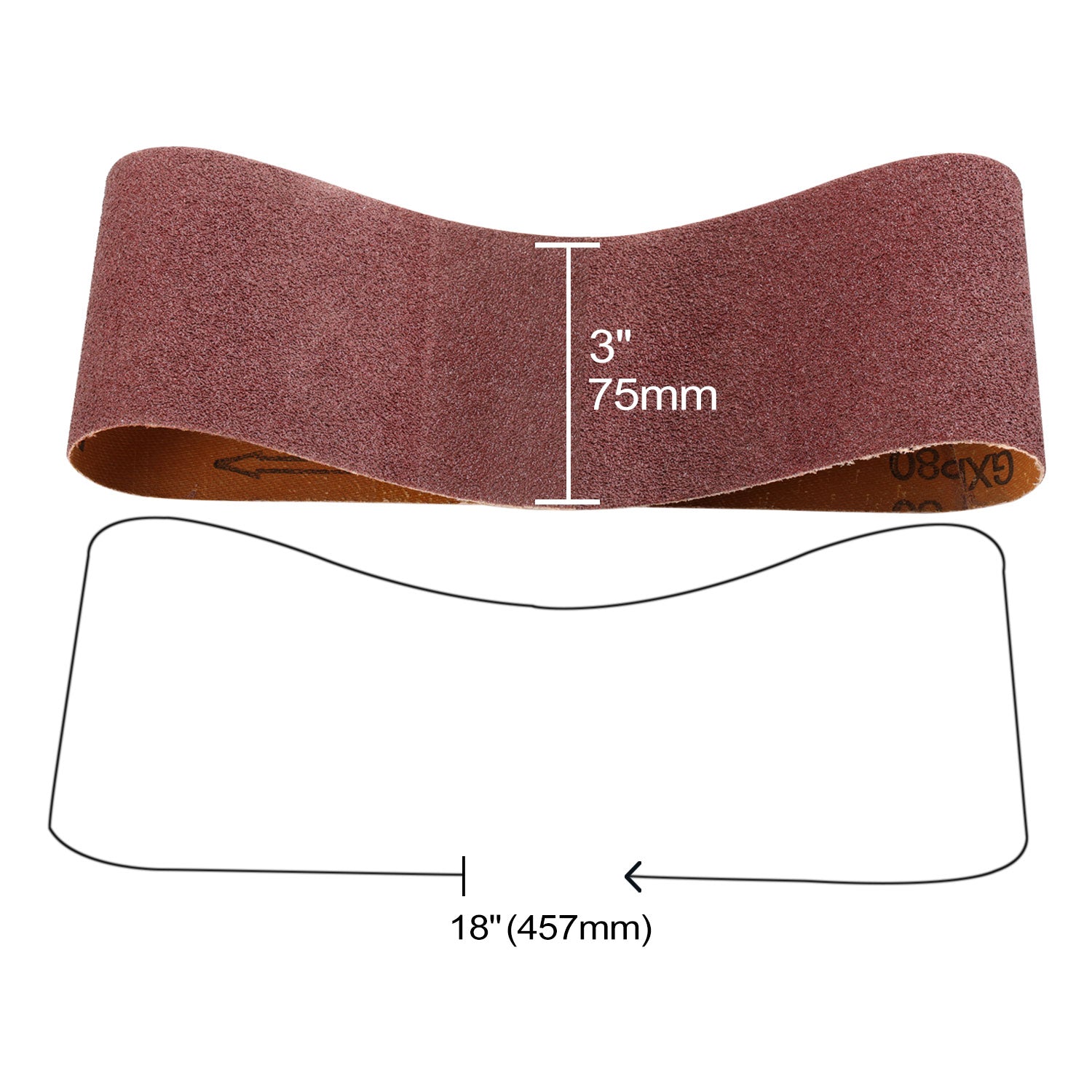 3"x18" (75x457mm) Aluminum Oxide A/O Sanding Belts , 1 PC