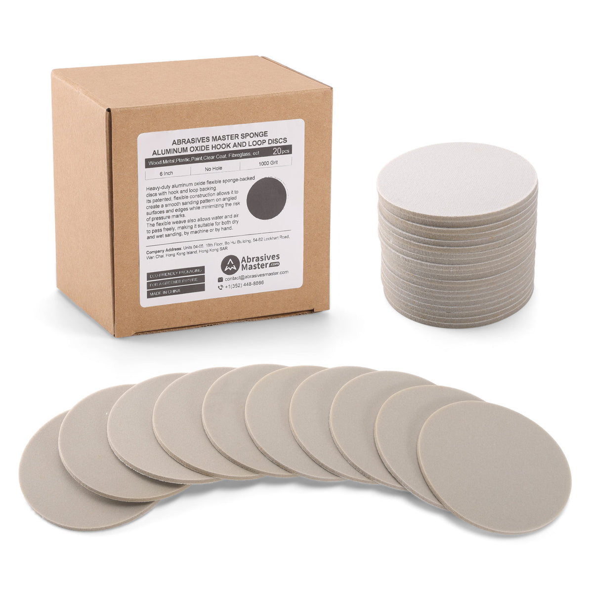 6" (150mm) Sponge-Backed Hook & Loop Sanding Discs - 20Pcs/Box