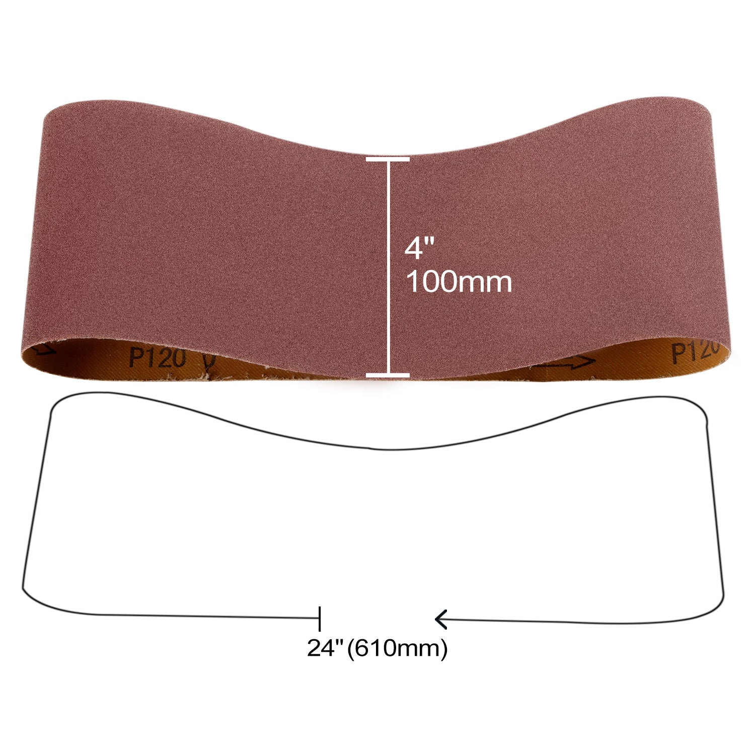 4" x 24" (100x610mm) Aluminum Oxide A/O Sanding Belt - 10Pcs/Box