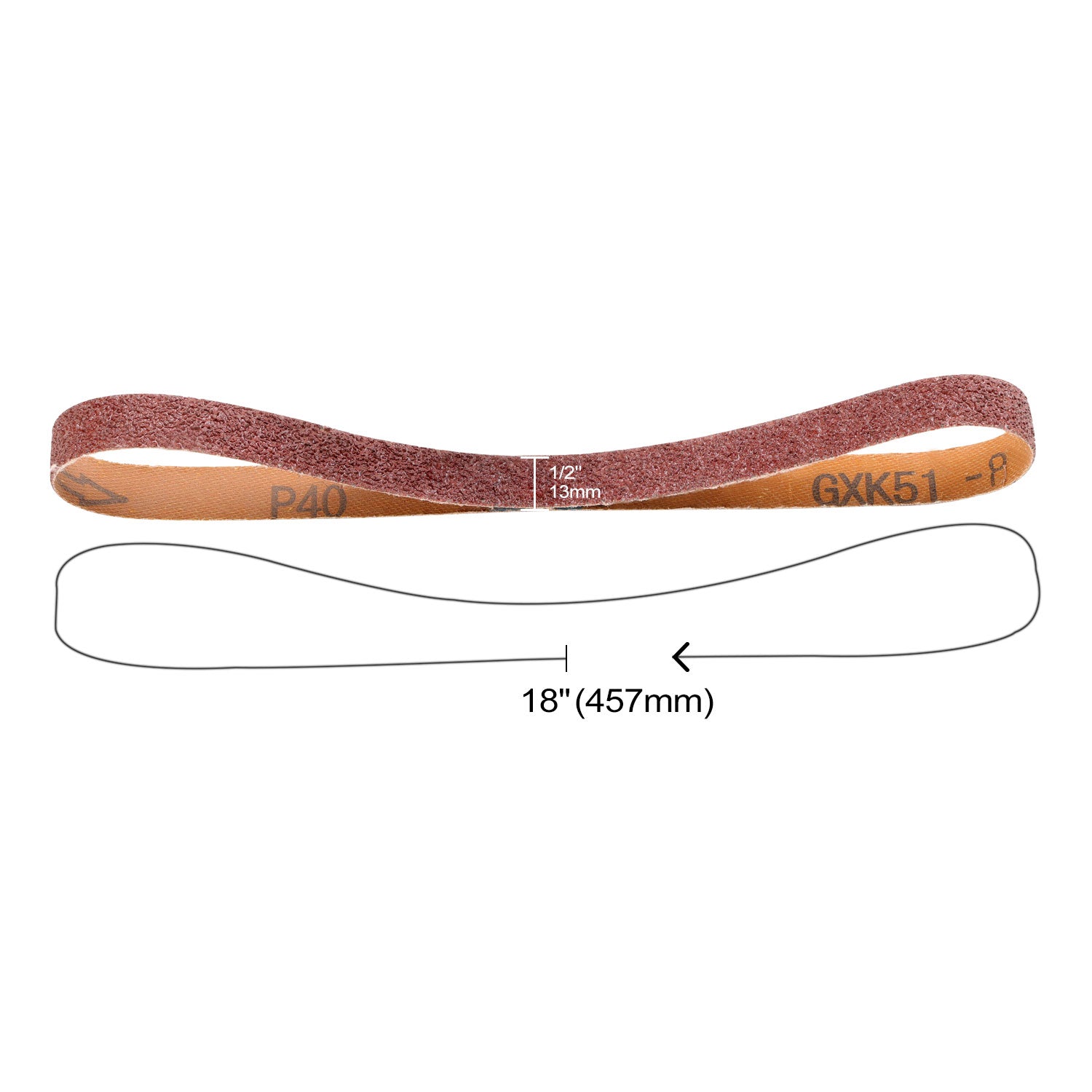 1/2" x 18" (13*457mm) Aluminum Oxide A/O Sanding Belt,1 PC