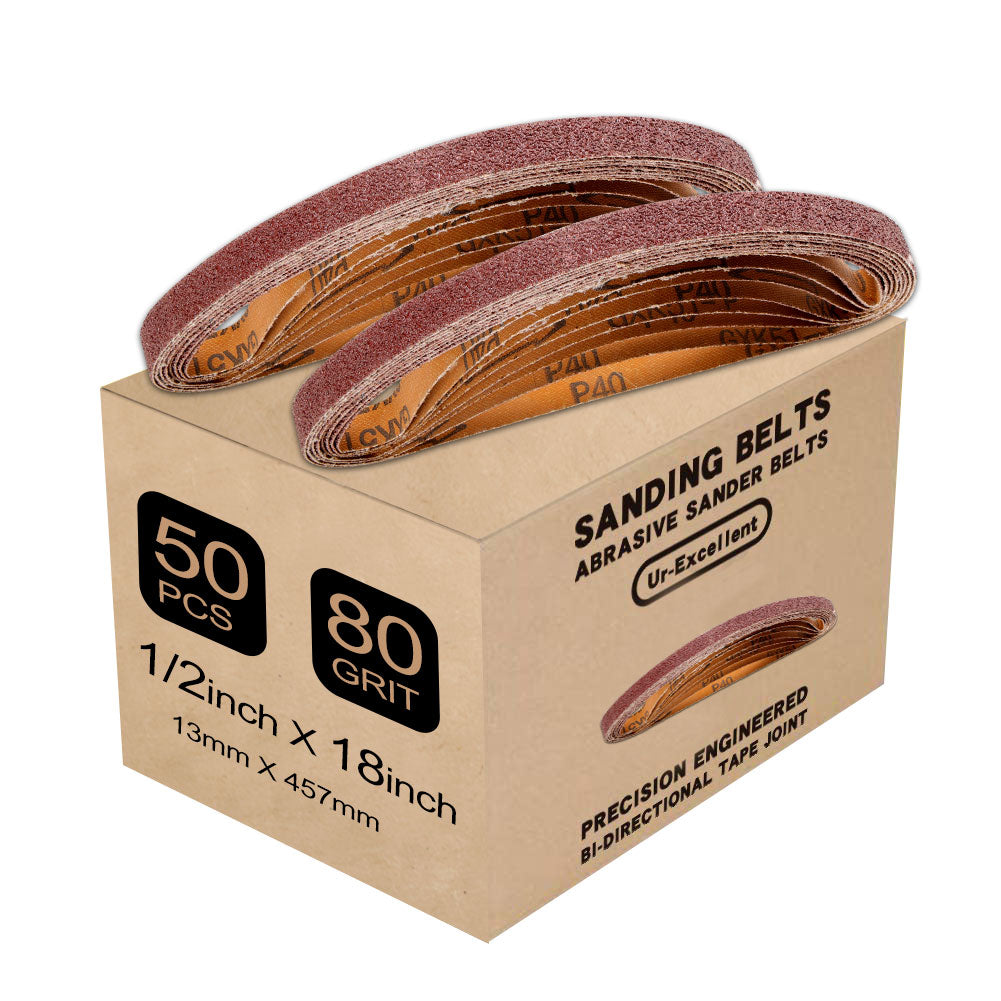 1/2" x 18" (13x457mm) Aluminum Oxide A/O Sanding Belt - 50Pcs/Box