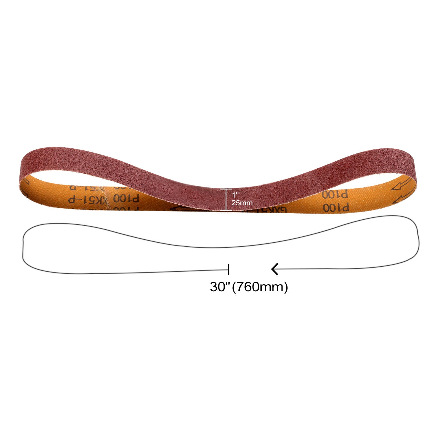 1" x 30" (25x760mm) Aluminum Oxide A/O Sanding Belt - 30Pcs/Box