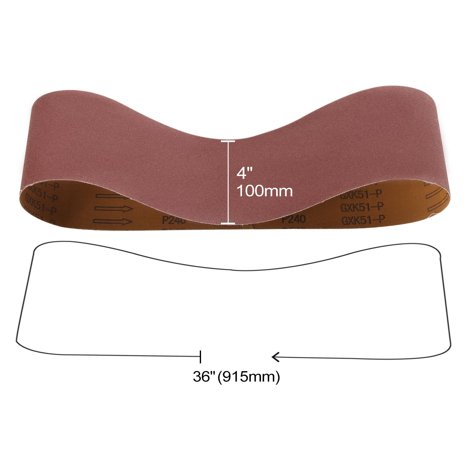 4" x 36" (100x915mm) Aluminum Oxide A/O Sanding Belt, 1 PC