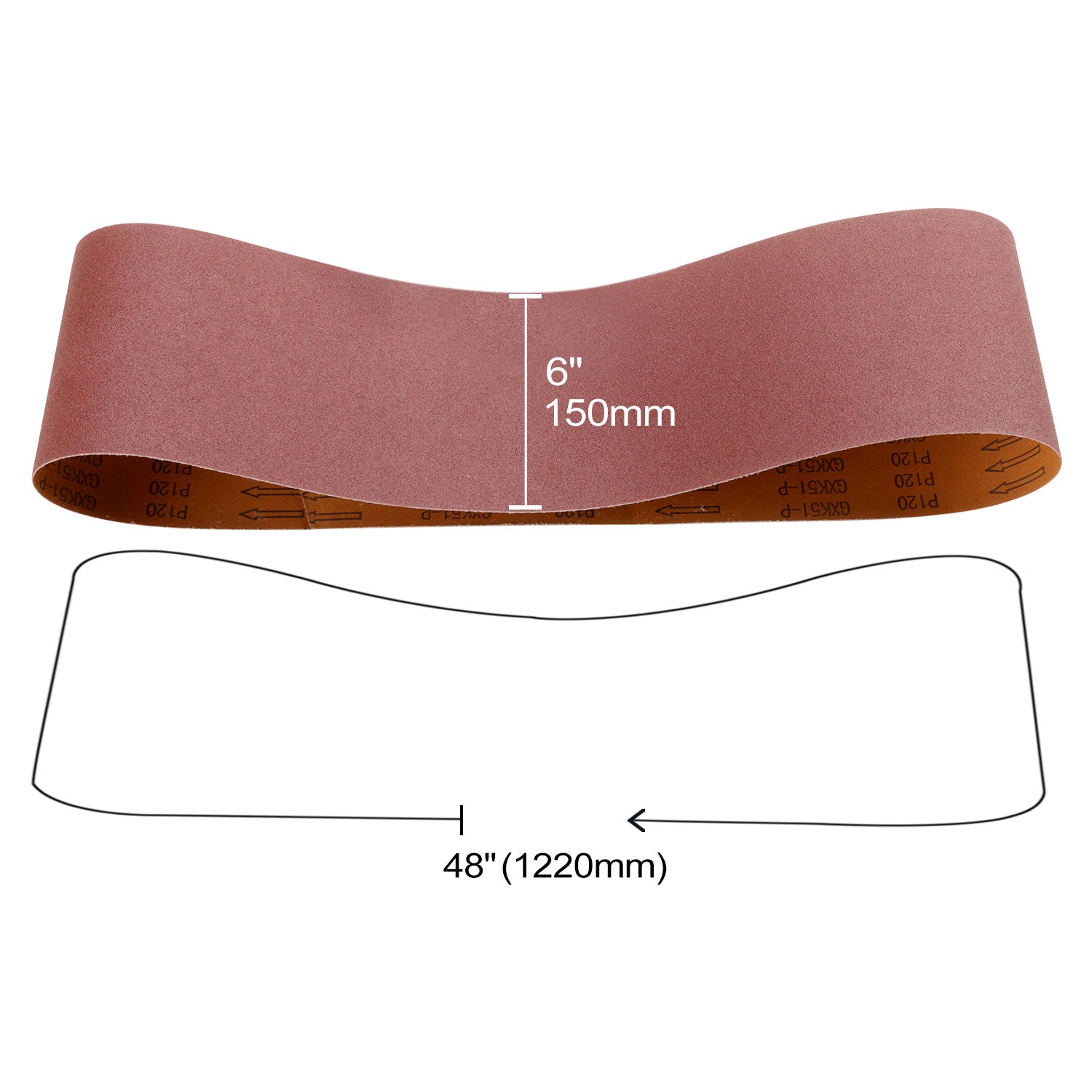 6" x 48" (150x1220mm) Aluminum Oxide A/O Sanding Belt - 10Pcs/Box