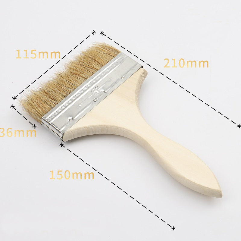 5” Natural Bristles Wooden Handle Flat Brush, 1PC