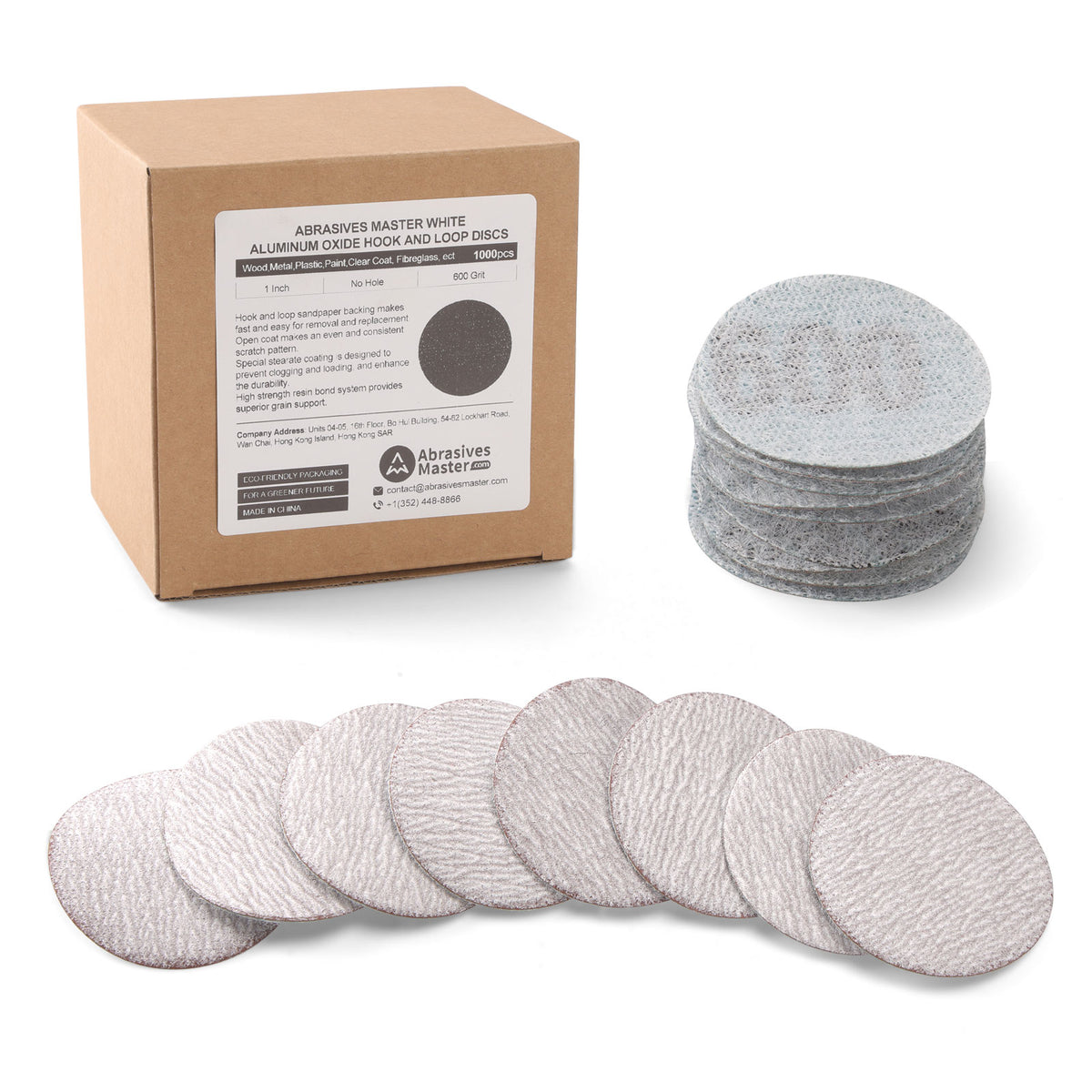 500pcs 1" (25mm) White Dry Hook & Loop Sanding Discs (60-1000 Grit)