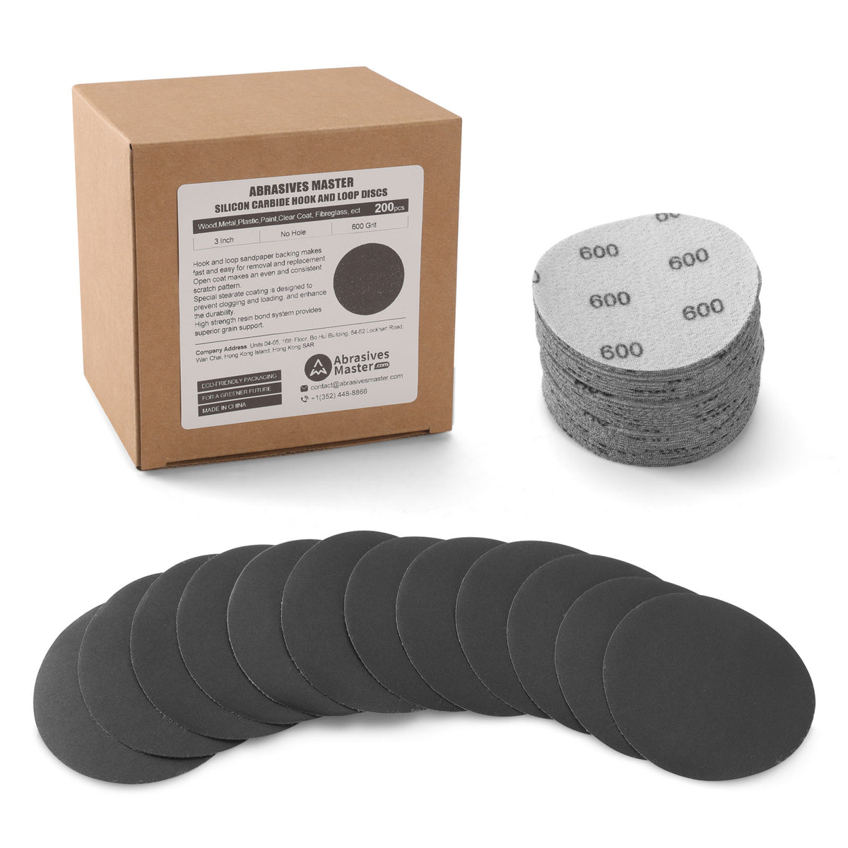 200pcs 3" (75mm) Silicon Carbide Wet/Dry Hook & Loop Sanding Discs (60-10000 Grit)