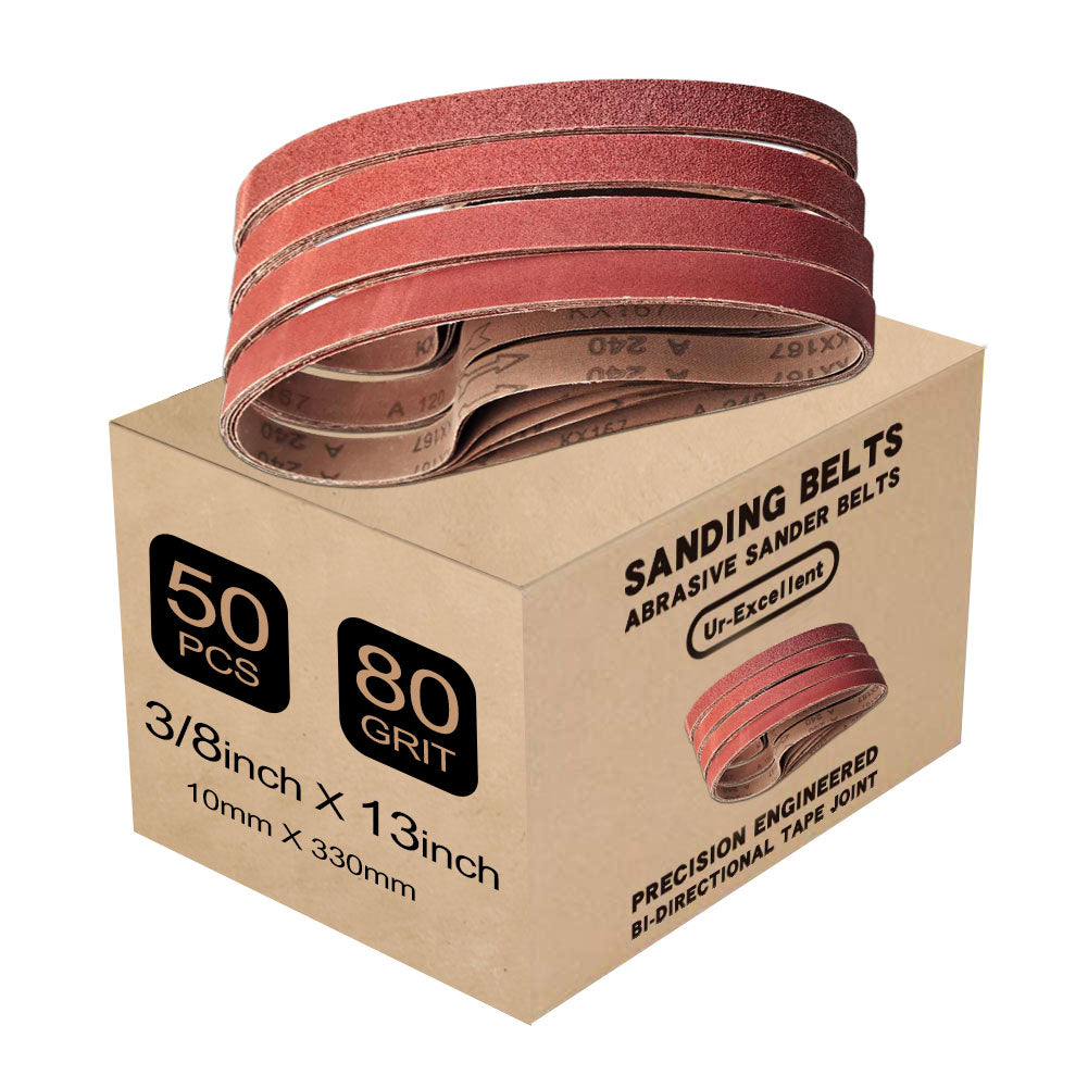 3/8" x 13" (10*330mm) Aluminum Oxide A/O Sanding Belt - 50Pcs/Box