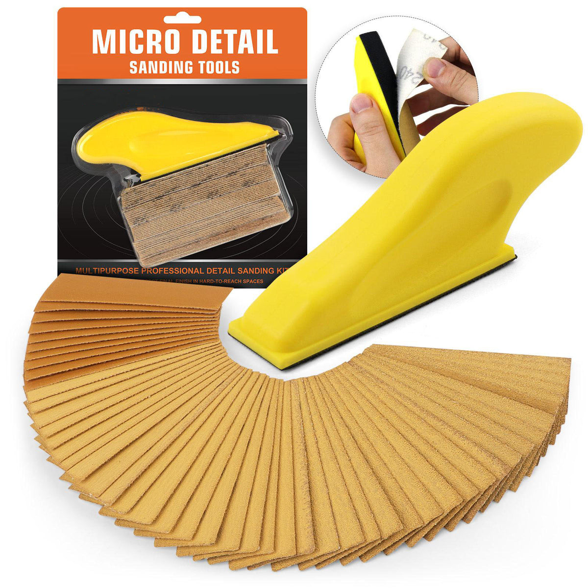 1 x 3.5 inch Micro Sander Kit Mini Sander for Small Projects, Detail Handle Sanding Tools + Sandpaper