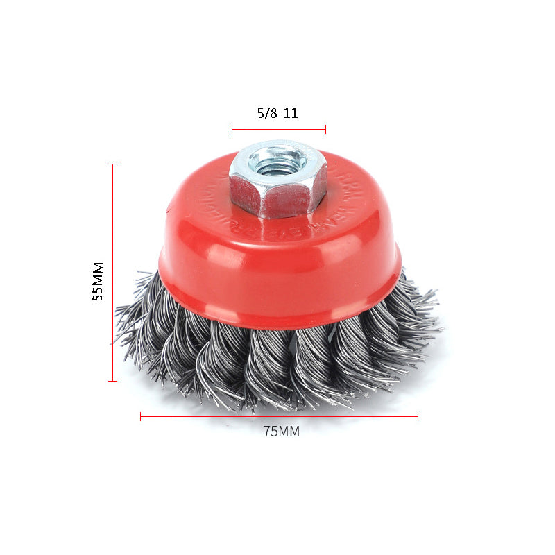 3” x 5/8”-11 Threaded Arbor Wire Cup Brush for Grinder M14